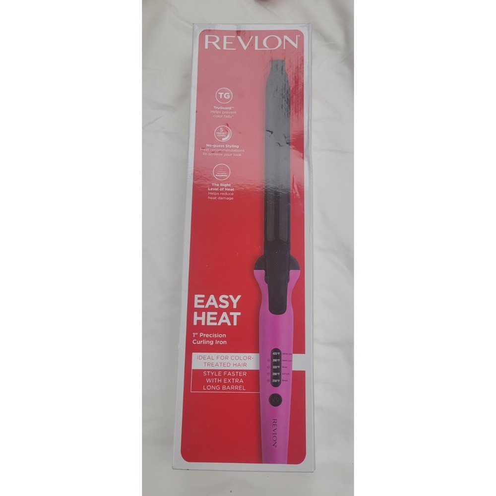 Revlon Easy Heat Precision Hair Curling Iron - 1" Extra Long Barrel - Pink